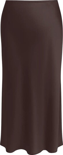 ONLY Carmakoma Carchigo Midaxi Satin Skirt Wvn Brown 52
