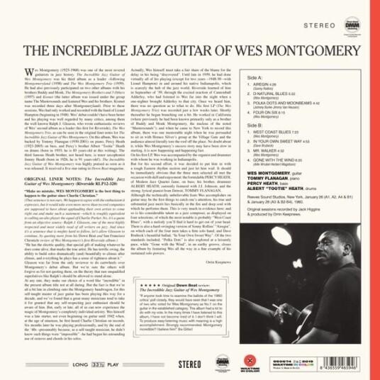 Wes Montgomery  The Incredible Jazz Guitar Of Wes Montgomery  LP/Vinyl
