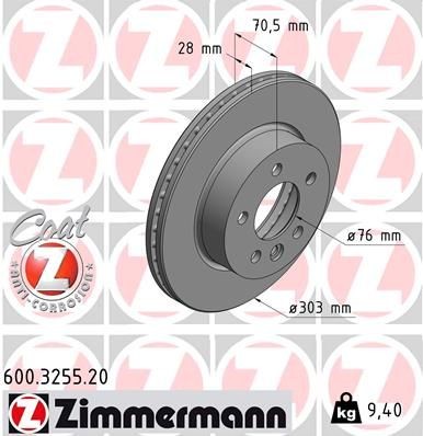 Bremseskive ZIMMERMANN 600.3255.20