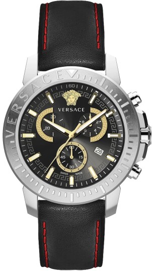 Versace Herreklokke VE2E00121 New Chrono Chronograph 45mm Sort/Lær