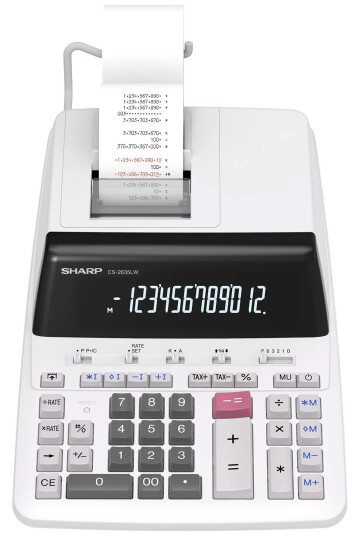 Sharp SH-CS2635LW Printing Lommeregner 12 Cifre Hvit