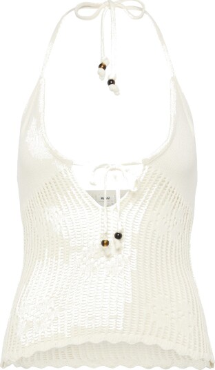 Monki Halterneck Knitted Top   White   S