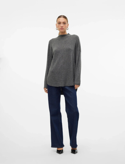 Vero Moda Vmplaza Ls Highnck Long Pullover Ga Noos - Grey - L Vero Moda Vmplaza Ls Highnck Long Pullover Ga Noos - Grey - L