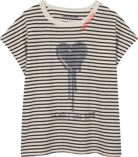 Zadig & Voltaire T skjorte Audrey Off White/Svart Stripet m. Zadig & Voltaire 10 år 140 T skjorte Hvit