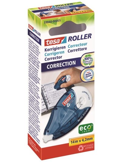 tesa Correction Tape Roller ecoLogo 14m x 4.2mm refill system