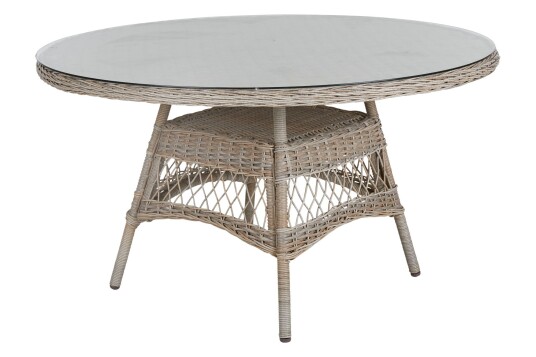 Brafab Kamomill spisebord Beige med glass 130 cm Beige Brafab Kamomill spisebord Beige med glass 130 cm Beige