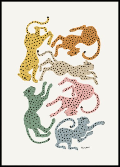 Colorful Dancing Cheetahs Plakat / 21x30
