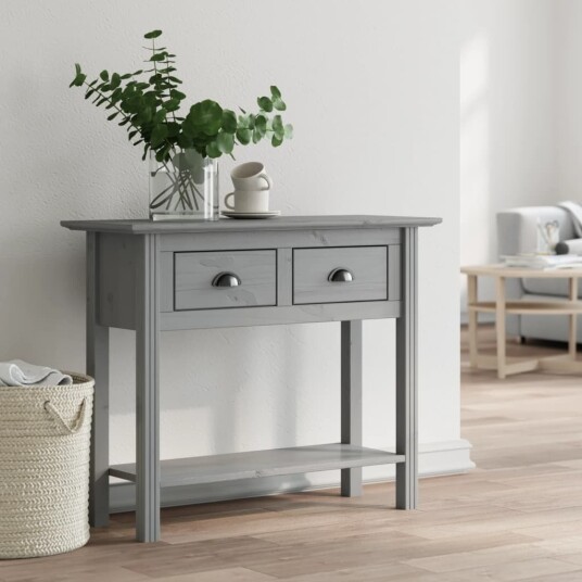 vidaXL Konsollbord BODO grå 90x34,5x73 cm heltre furu