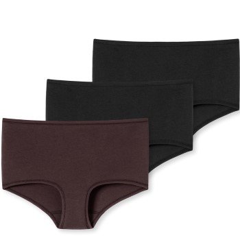 Schiesser Truser 3P 95-5 Boyshorts Organic Cotton Svart/rød bomull 46 Dame