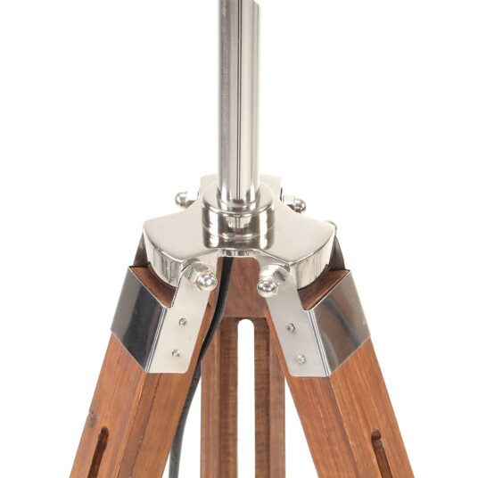 Gulvlampe med stativ honningbrun heltre teak 141 cm - hvit