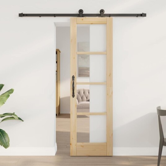 vidaXL skyvedør med hardware-sett "ORKDAL"Massivt tre & glass