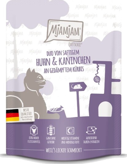 Mjamjam våtfôr Quetschie & Kanin Kylling 24 x 300 g