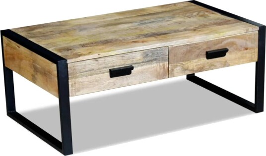 Kaffebord med 2 Skuffer Solid Mangotre 100x60x40 cm