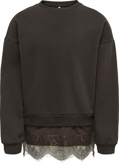 Kids Only | Kogswanna Ls Crew Sateen Lace Bru Ex Swt | 134 140 Kids Only | Kogswanna Ls Crew Sateen Lace Bru Ex Swt | 134 140