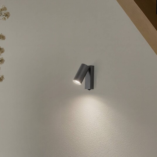 Euluna Veggspot FOURTY mørkegrå høyde 17 cm metall GU10 FOURTY Nowodvorski Lighting Aluminium / grå / sink Stue / spisestue Metall Moderne