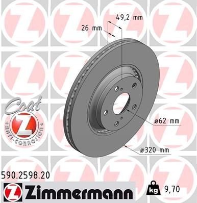Bremseskive ZIMMERMANN 590.2598.20
