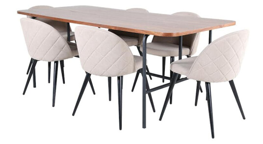 Spisegruppe Venture Home Chicago Spisebord og Valentina Stitcthes Spisestol Brun