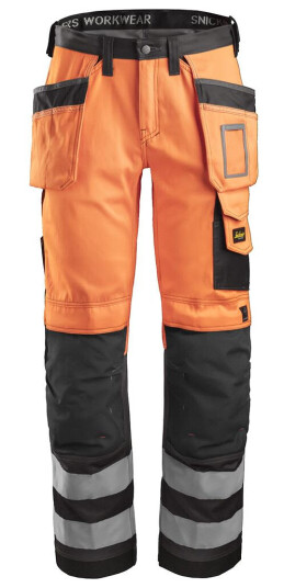 Snickers Workwear 3233 Arbeidsbukse varsel, oransje/svart Varsel, Oransje/Svart, Klær