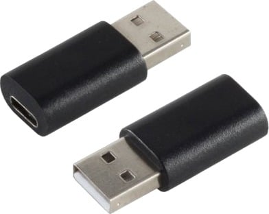 S-Conn 14-05018, Usb 2.0 A, Usb 3.1 C, Sort