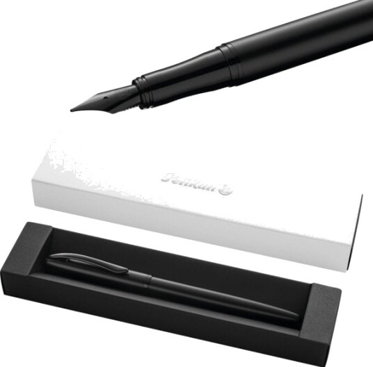 Pelikan Jazz Noble Elegance P36 Sort Fyllesystem Med Patron Blå Metall Rustfritt Stål Medium
