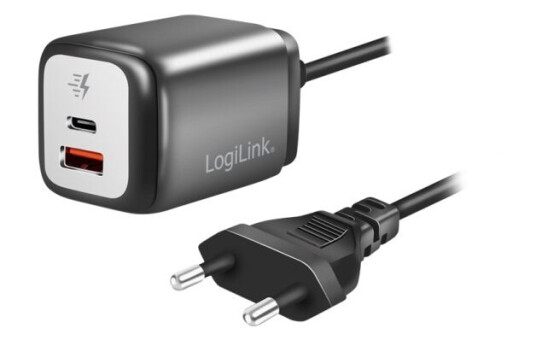 LogiLink 30W GaN USB-lader med 1xUSB-A og 1xUSB-C, 1,5m kabel