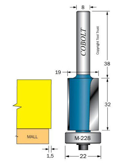 Cobolt 205-024-M228 Kantfres med kulelager for grovprofilering, Maskintilbehør & forbruk