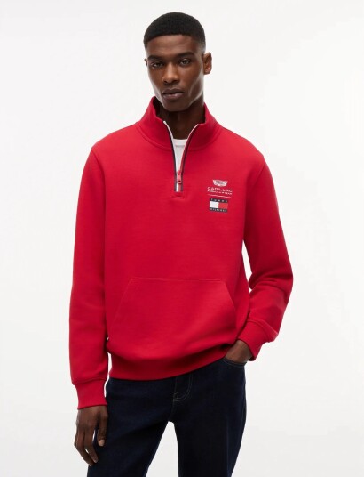Tommy Hilfiger Th X Cf1 Logo Half Zip Red XXL