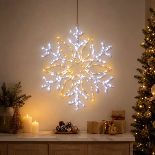 vidaXL Julebelysning snøkrystall LOVIISA 140 LED-lys Kaldhvit Ø 55 cm