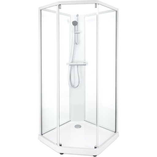 Contura Showerama Classic dusjkabinett, 80x90 cm, hvit profil, klart glass