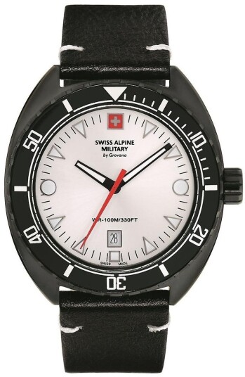 Swiss Alpine Military Herreklokke 7066.1572 Turtle Sølvfarget/Lær Swiss Alpine Military Herreklokke 7066.1572 Turtle Sølvfarget/Lær
