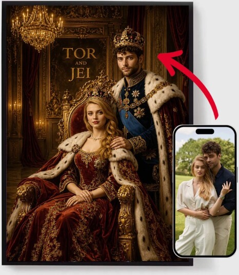 Personalisert Plakat   Kongefamilieportrett   AI Plakat