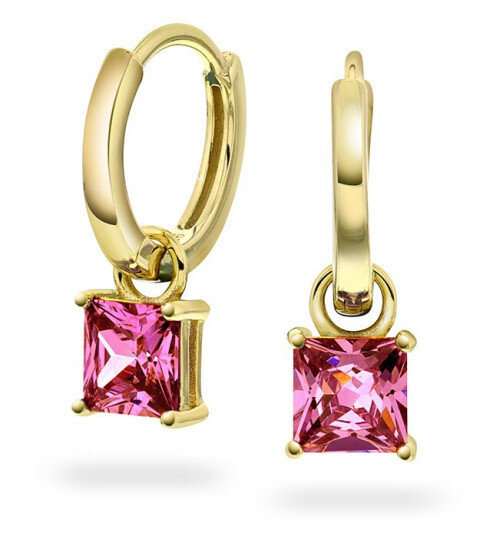 Pan Jewelry, Øreringer i forgylt sølv med rosa zirkonia Pan Jewelry, Øreringer i forgylt sølv med rosa zirkonia