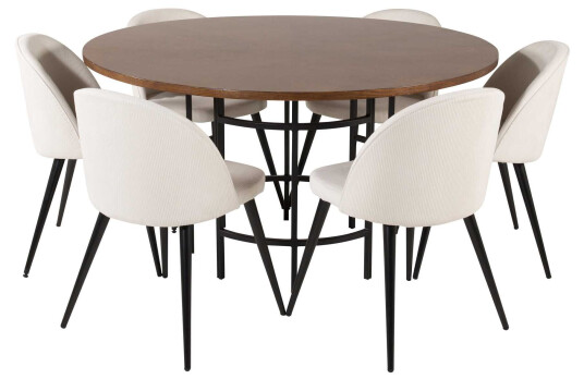 Venture Design Copenhagen & Velvet spisegruppe Brun/beige 6 st stoler & bord 140 cm
