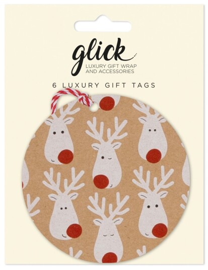 Gavemerkelapper 6pk Terrific Reindeer Kraft