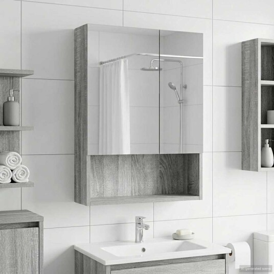 Baderomsspeilskap Grå Sonoma 50 x 14,5 x 70 cm Konstruert tre Baderomsspeilskap Grå Sonoma 50 x 14,5 x 70 cm Konstruert tre