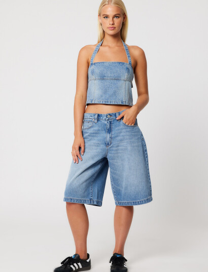 ABRAND 95 Mid Super Baggy Jort Livlight Vintage Blue - Blue - 28