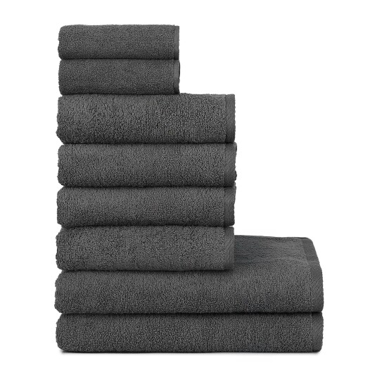 Heihus Fluffy Håndklepakke Mørk grå / 8-pakning 2XL+4L+2M