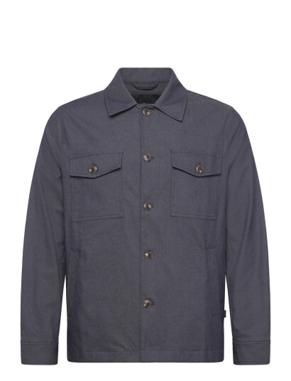 Lindbergh Black Stretch Cotton Overshirt Blue XXXL