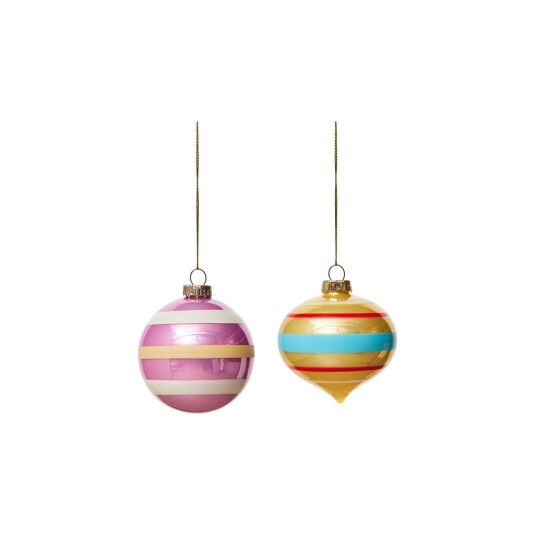 Oyoy Living Vintage Christmas Glass Ball Pack of 2 No 1 Oyoy Living Vintage Christmas Glass Ball Pack of 2 No 1