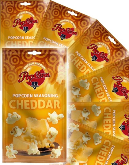 18 stk Sundlings Premium Popcorn Krydder   Cheddar   Hel Eske 432 gram