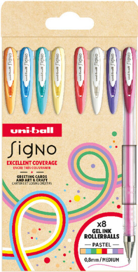 Uni Ball Signo Gel Penne 8Stk Pastel Farver Umn-120 (Angelic Colors) 0,8Mm Streg