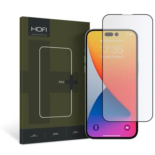 Hofi iPhone 14 Pro Max Glass Pro+ Skærmbeskyttelsesglas - Case Friendly - Sort Kant
