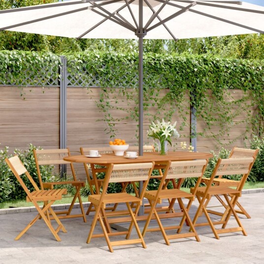 Sammenleggbare hagestoler 8 stk beige heltre akasie 3214609 Sammenleggbare hagestoler 8 stk beige heltre akasie 3214609