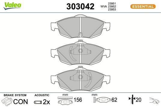Bremseklosser VALEO 303042