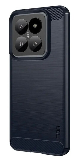 Mofi Xiaomi 14 Mofi Brushed Carbon Fiber Fleksibelt Plast Deksel - Blå