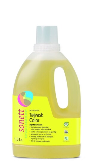 Sonett Vaskemiddel tøy color mynte & sitron flytende 1.5 l Sonett Vaskemiddel tøy color mynte & sitron flytende 1.5 l