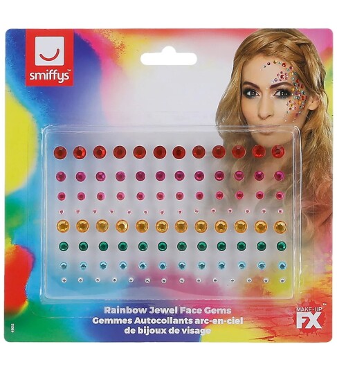Smiffys Jewel Face Gems Multi Rainbow 100 stk Smiffys Jewel Face Gems Multi Rainbow 100 stk