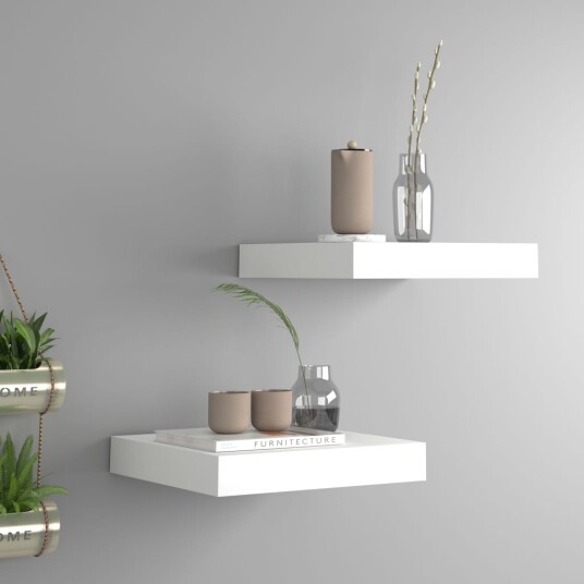vidaXL Flytende vegghyller 2 stk hvit 23x23,5x3,8 cm MDF vidaXL Flytende vegghyller 2 stk hvit 23x23,5x3,8 cm MDF