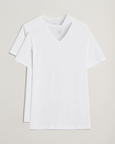 Falke 2 Pack Cotton V Neck T Shirt White