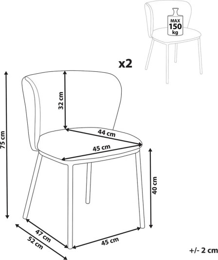 Spisestol Mina II sett med 2 Beige - Beige
